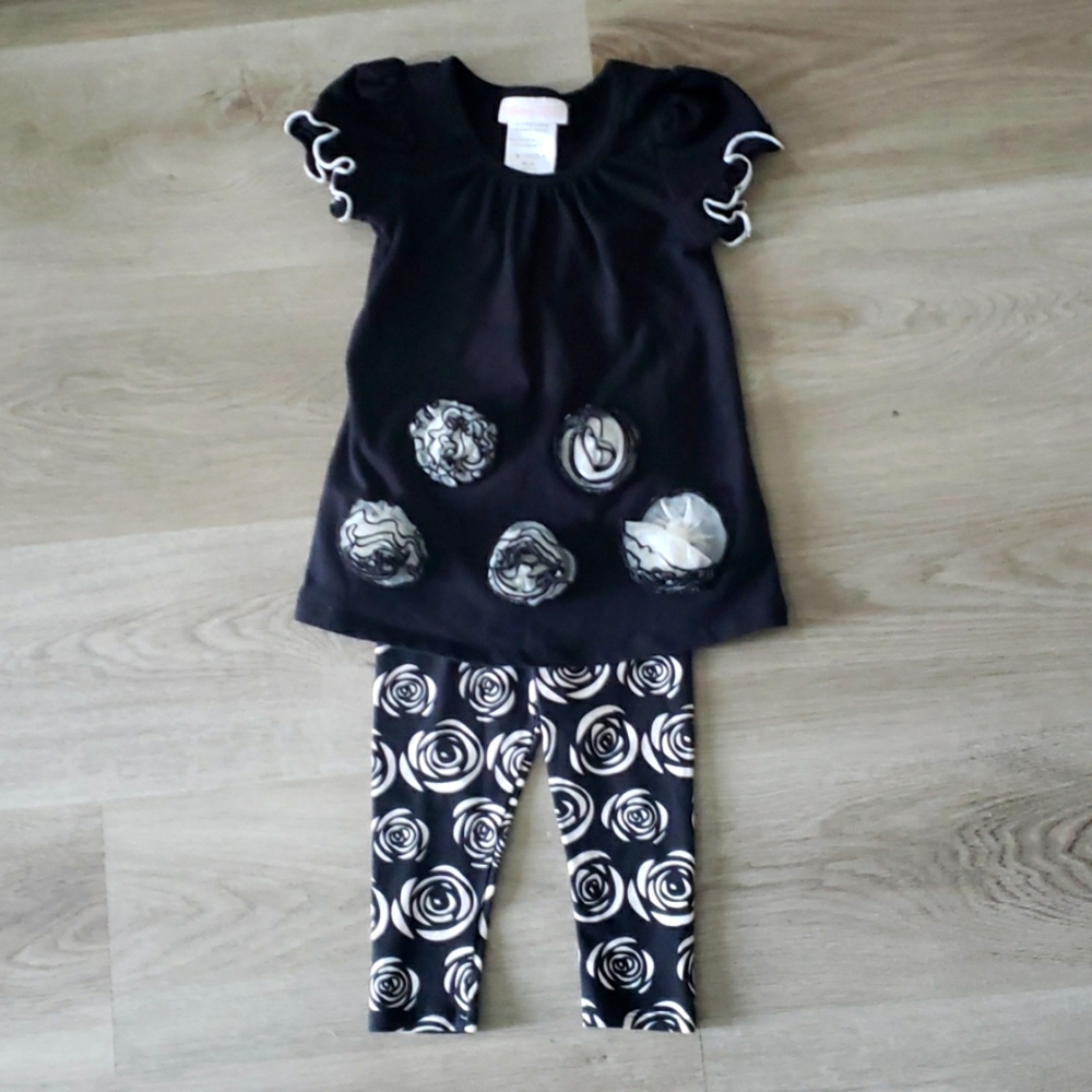 NWOT Bonnie Baby black and white floral 2 piece